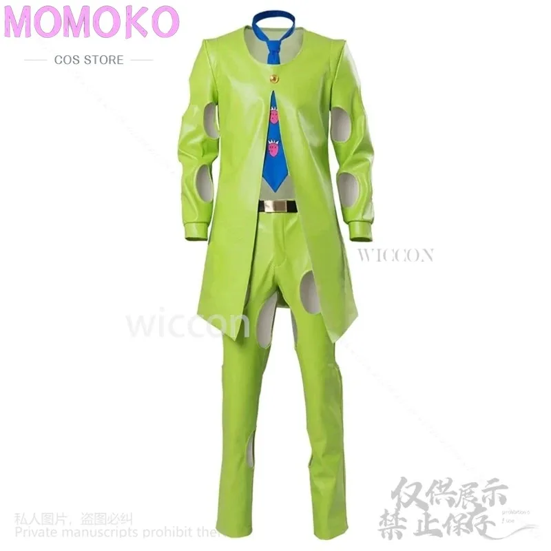 

COSda@JO Cosplay Golden Wind Anime Costume Pannacotta Fugo Handsome Sexy Green Leather Uniform Coat Pants Tie Wigs Set Customize