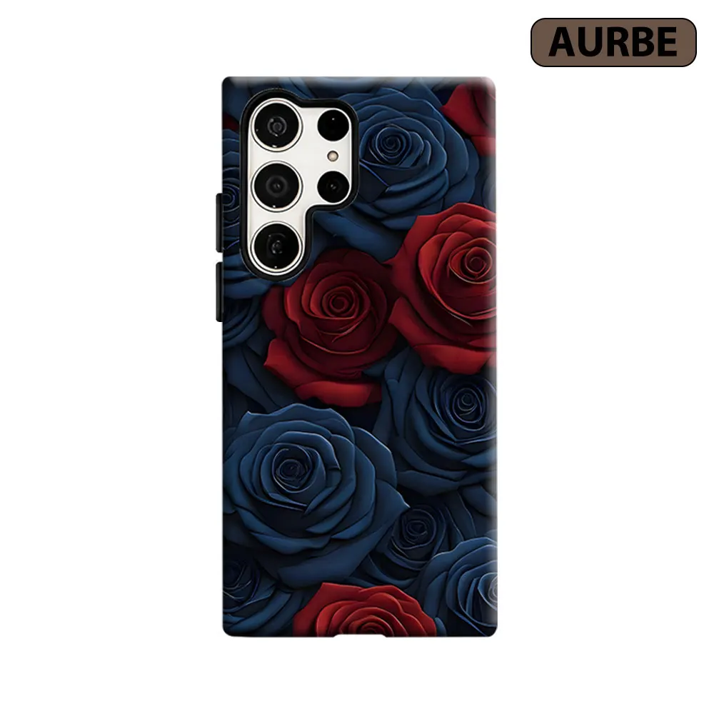 Navy Red Roses Phone Case For Samsung Galaxy S26 S25 S24 S23 Ultra Plus HD Hard Double Layer Film Cover