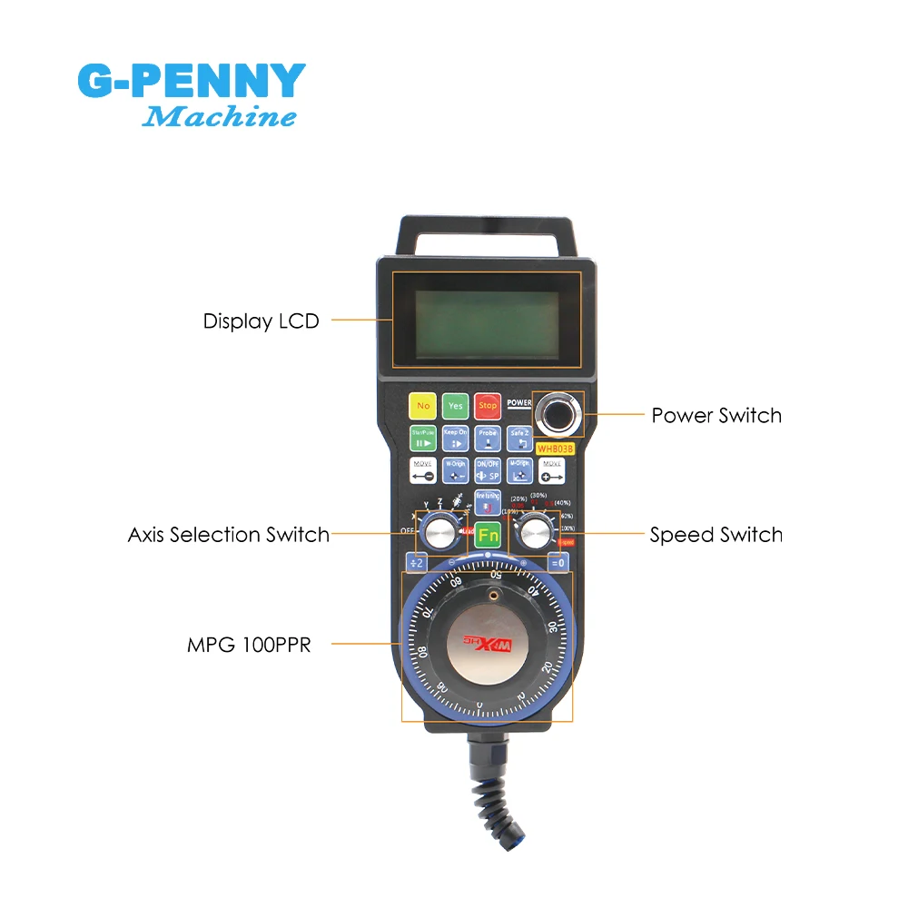 G-PENNY NC Studio Pendant MPG CNC Handwheel with wire 3 Axis Handwheel Manual USB Receiver 40 meters distance LBH03B