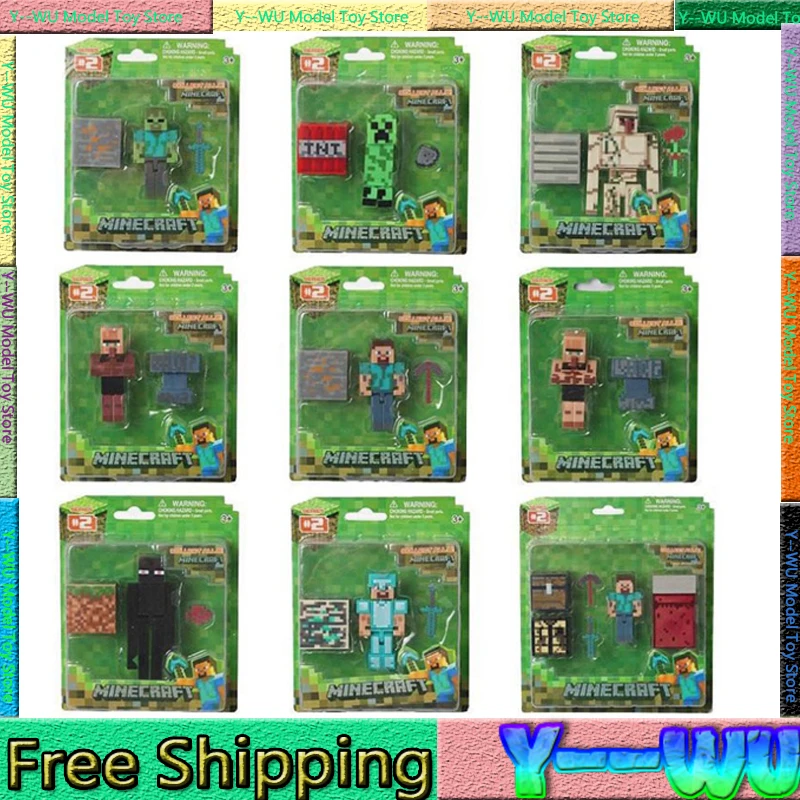 Minecrafts Steve Alex Zombie Villager figura modelo caja ciega Minecrafts figura de Anime juguete modelo colección niños regalos de navidad personalizado