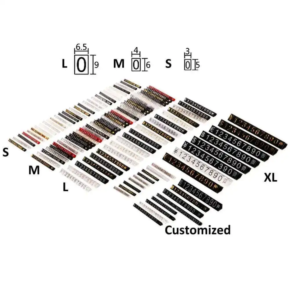 Etichetta per visualizzazione del prezzo di vendita regolabile Etichetta per negozio al dettaglio Cubo per cifre Stick per visualizzazione del prezzo dei gioielli dei vestiti