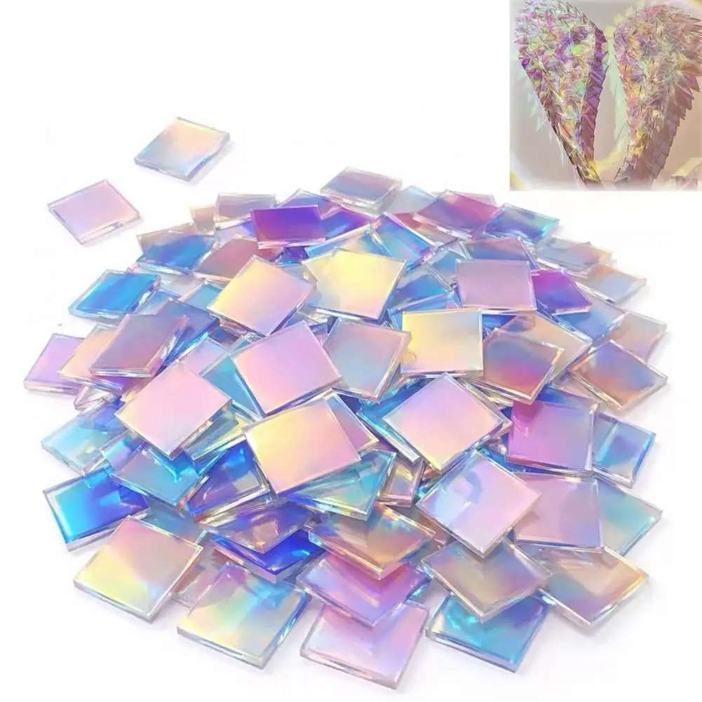 Rainbow Acrylic Sheets 300/500pcs Mini Acrylic Squares Translucent Tiles Rainbow Mosaic Sheets for Diy Crafts Light Projects