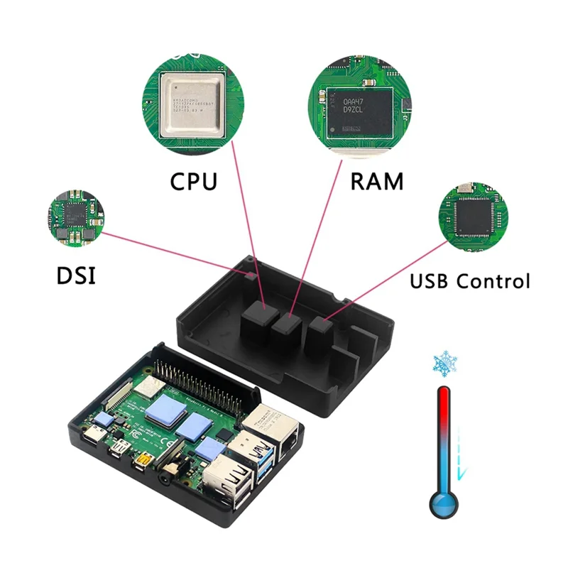 Корпус ABRS из алюминиевого сплава для Raspberry Pi 4, металлический корпус, корпус с пассивным охлаждением для Raspberry Pi 4, модель B
