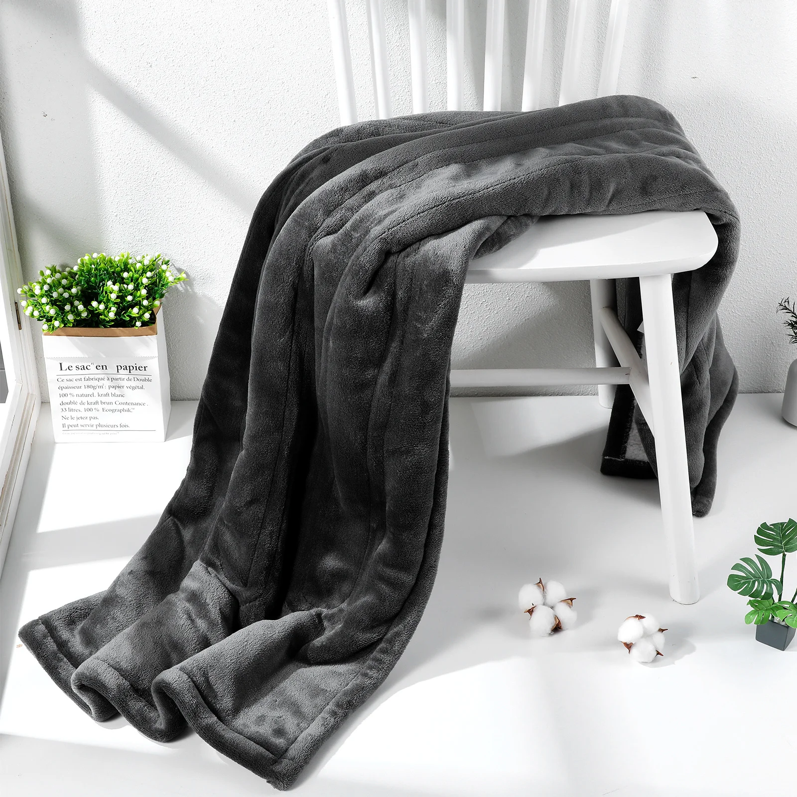 

30x60 Flannel Electric Heated Blanket 8 Heat Levels 6 Timer Options Dark Grey Eu Plug Cozy Bed Sofa Office Use