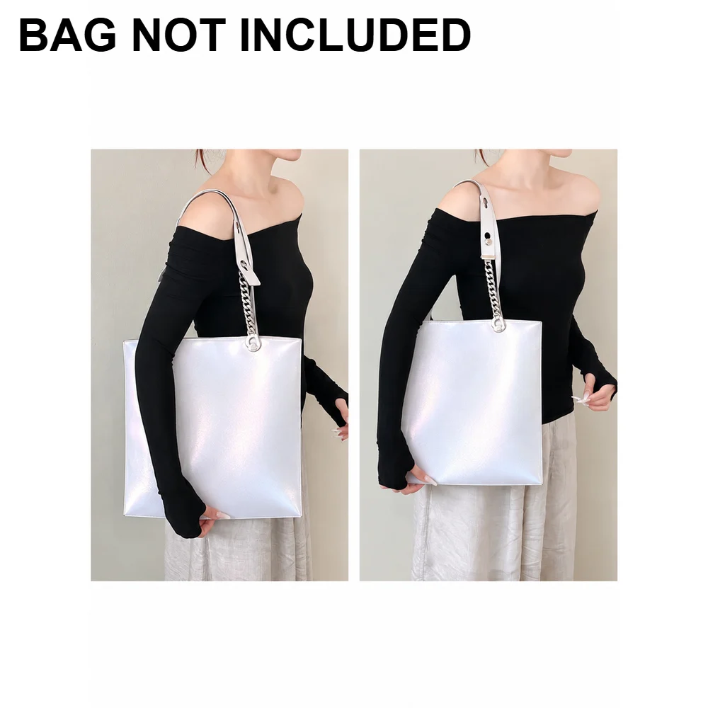 Pair of Metal Chain Strap Extenders with Connector Tabs for Six Grid Bag Shoulder Conversion, Silver or Gunmetal