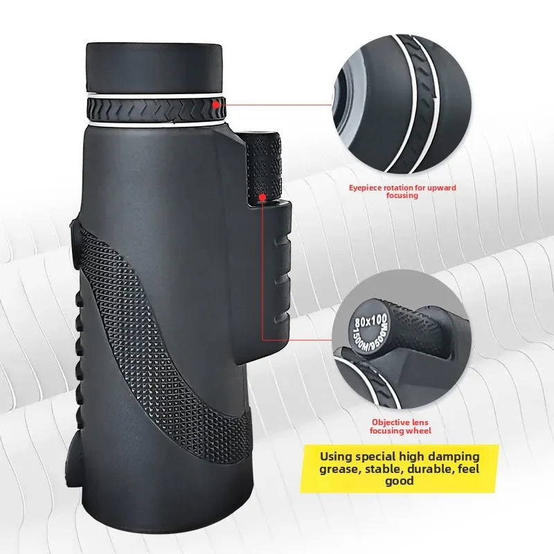 

80X100 HD Monocular - Low Light Night Vision for Adult & Kid Outdoor Camping