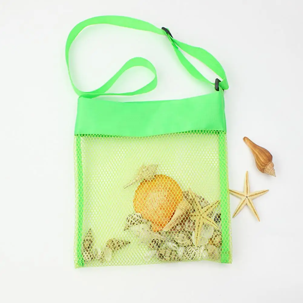 Sac de plage en maille ultra légère pour enfants, sac de plage réglable, sangle initiée, sac de collecte de coquillages de mer portable, sac de jouets de plage