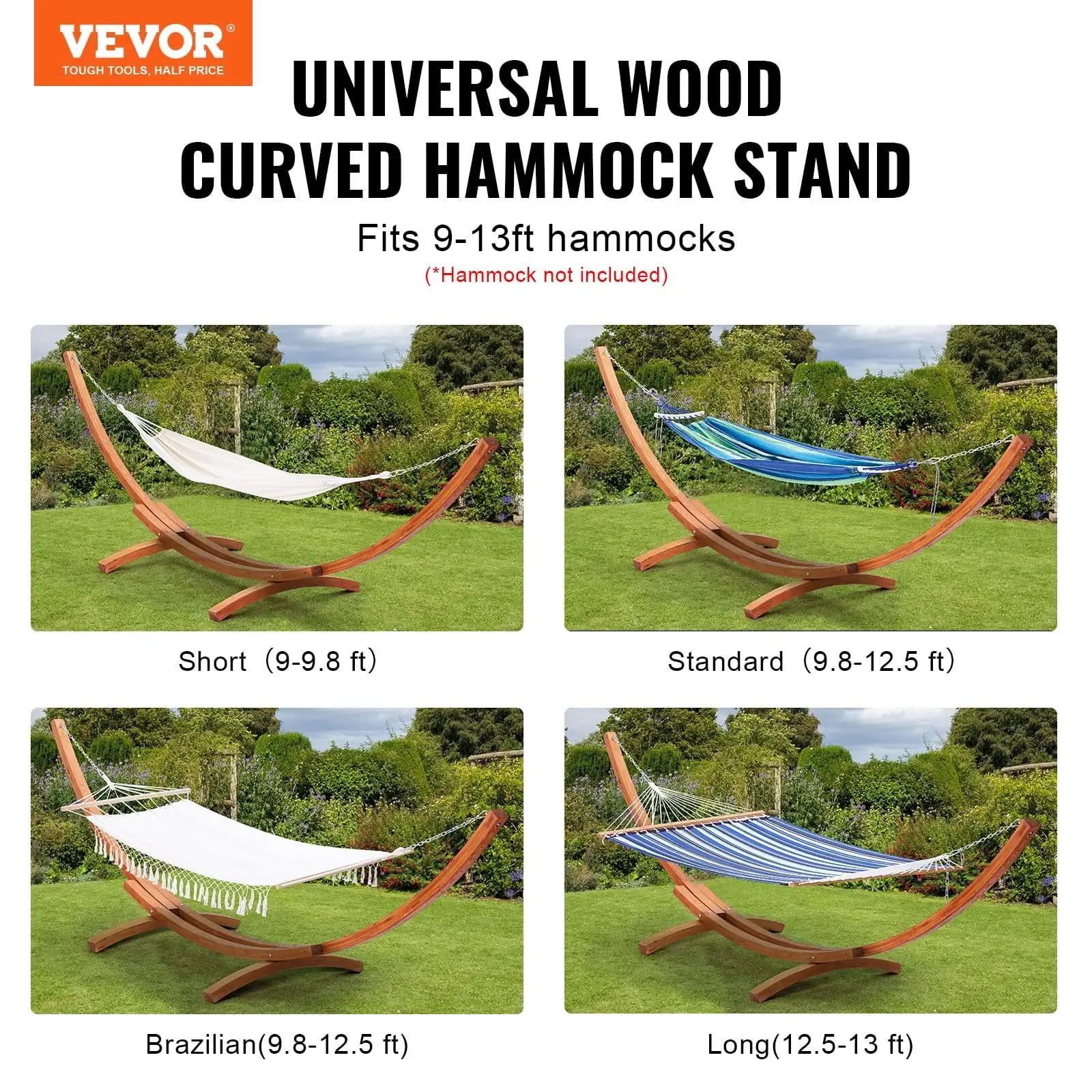 

Wooden Hammock Stand 475 lbs Capacity Hammock Frame Fits 9-13 ft Hammocks
