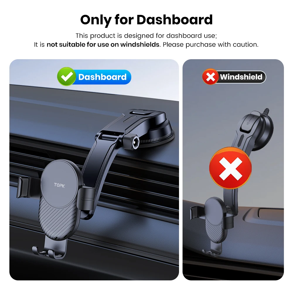 TOPK Metallhaken Schwerkraft-Autotelefonhalterung Lüftungsclip Auto-Lock-Halterung für iPhone 15 14 Samsung Xiaomi Auto-GPS-Halterung – Detail 6