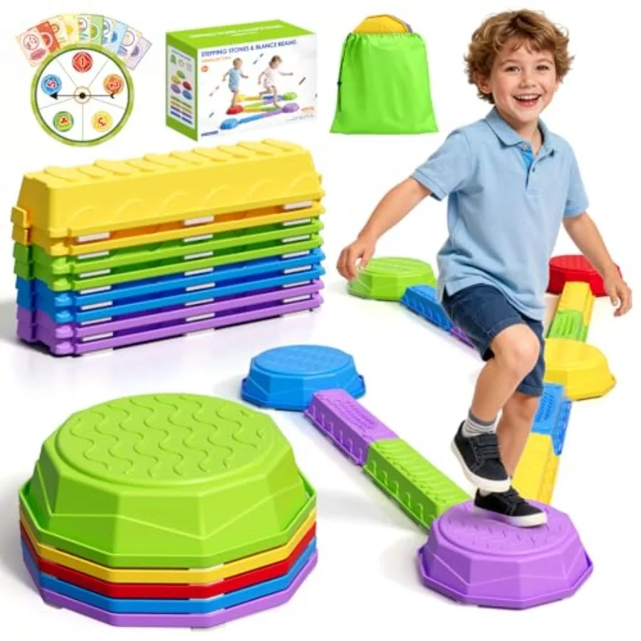

Balance Beams Stepping Stones for Obstacle Courses Sensory Toys for Toddlers Non-slip Jumping Step Stones Balance Beam Indoor a