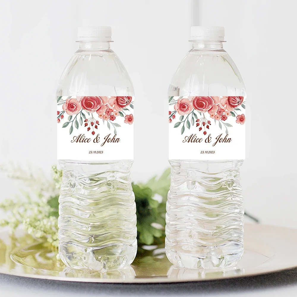 Celebration Label Wedding Personalized Water Bottle Label Decal Custom Name Text Decal Suitable for Bridal Gift Parties