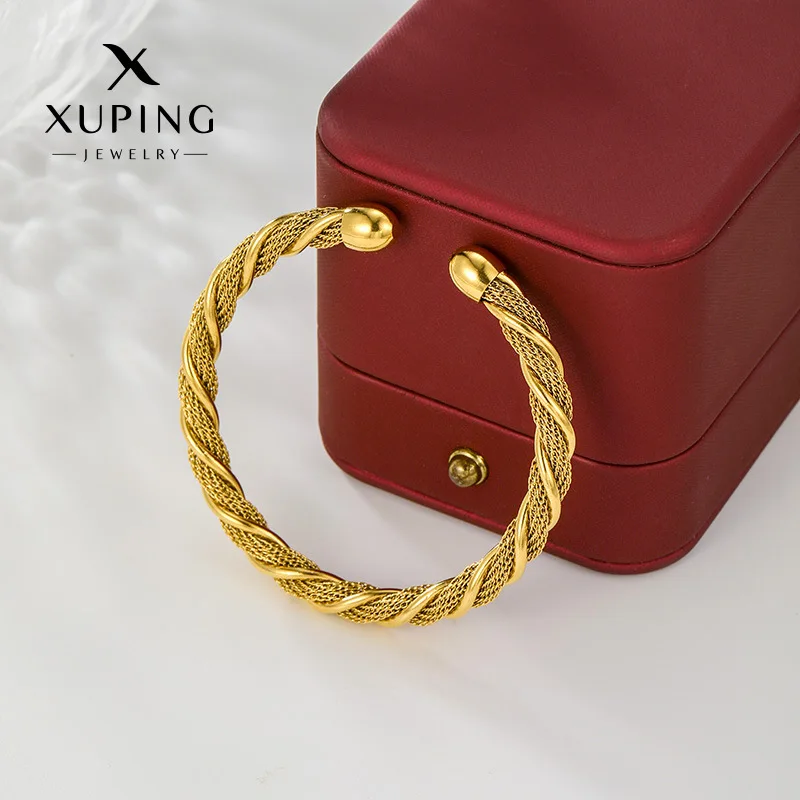 Cynlo Jewelry Luxury 24K 9999 Pure Gold real gold Women's Twist Open Bracelet