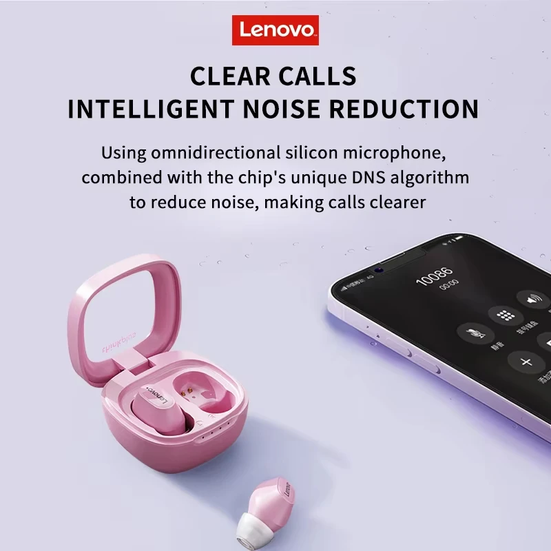 Original Lenovo XT62 Wireless Bluetooth V5.3 Earphones Intelligent Noise Reduction Earbuds Long Endurance Headphones with Mic