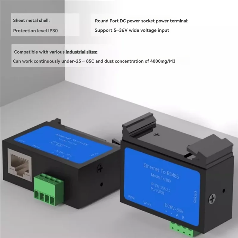 AA60-RS485-이더넷 직렬 포트 서버 Modbus TCP/IP 600Bps-921600Bps 산업용 Iot 통신 서버