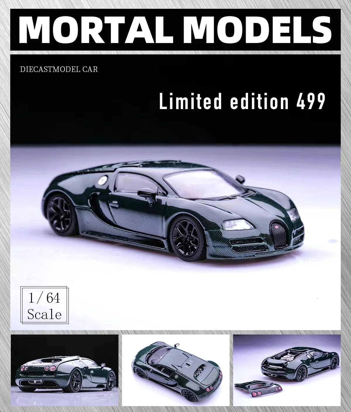 Mortal 1:64 Veyron Super Sport  Carbon  /Electroplated Model Car