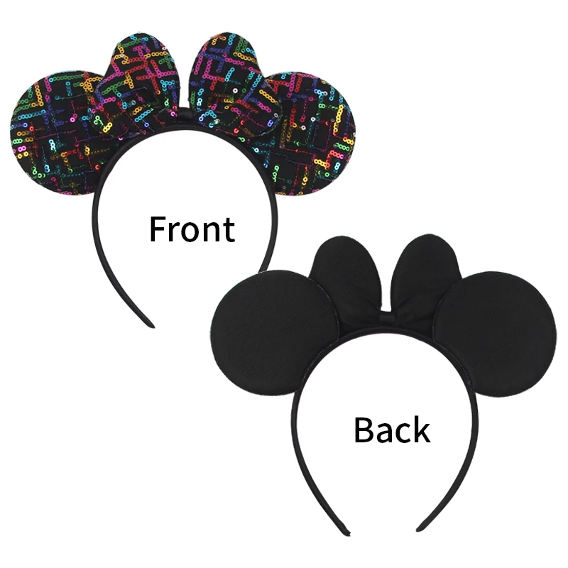 New Classical Disney Sweet Donut Mouse Ears Headwear Sequins 5"Bow Hairband Girls Featival Party Women DIY Hair Accessories view 3