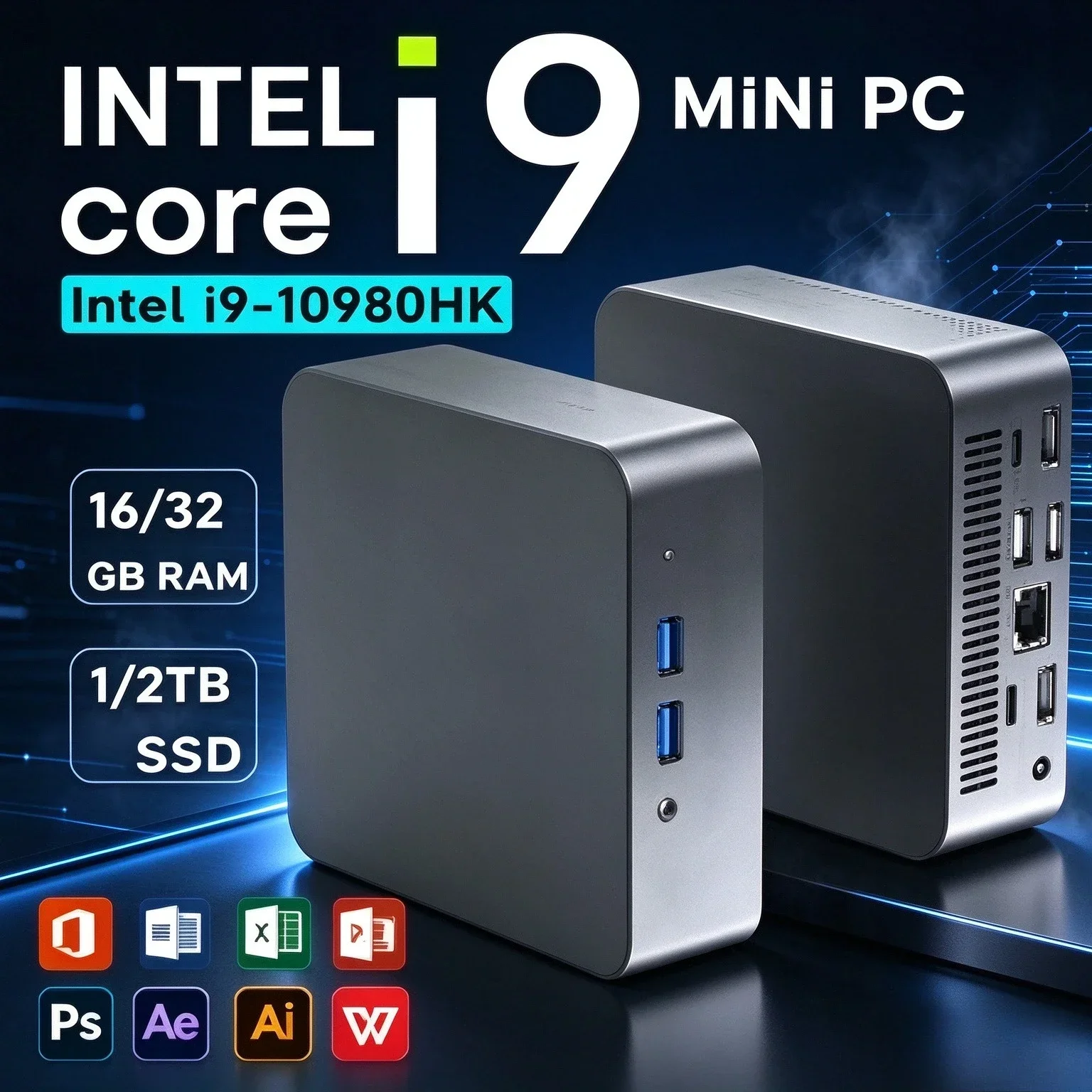 New MINI Computer Core i9 10980HK  PC 16GB RAM  1TB 2TB SSD WIFI BT5.2 4K HD Gaming Office Study Pc