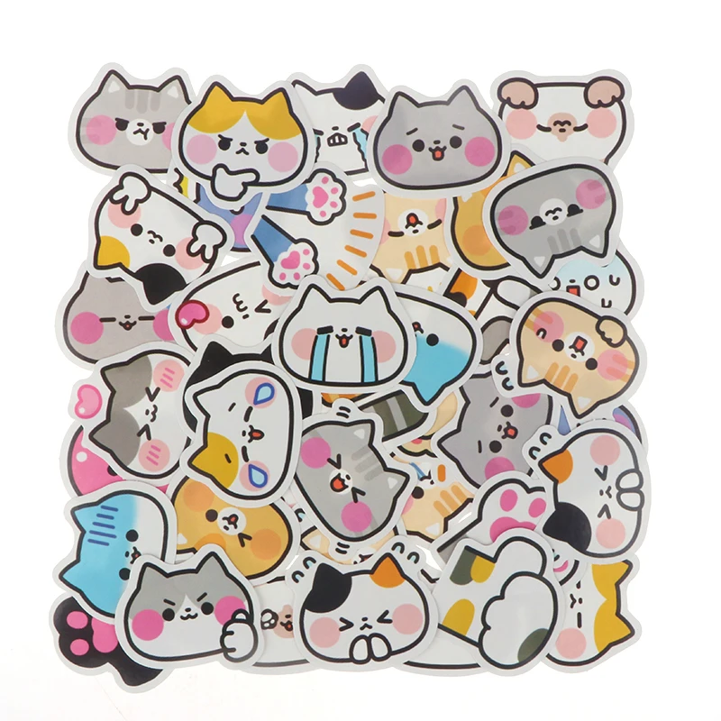 45Pcs DIY Diary Scrapbooking Decoration Cute Cat Stickers Vinyl Decals Animals Kitten Sticker For Bottles Laptop Computer Phone