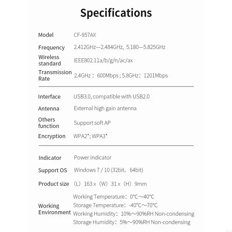 N84BワイヤレスUSB WIFI 6アダプターUSB 3.0ネットワークカード1800Mbpsデュアルバンド2.4G/5.8GHz