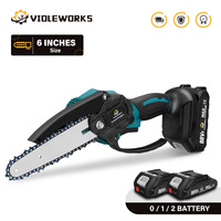 6 Inch Cordless Electric Chain Saw Garden Tree Branches Logging Chainsaw Wood Cutter Rechargeable for Makita 18V Battery