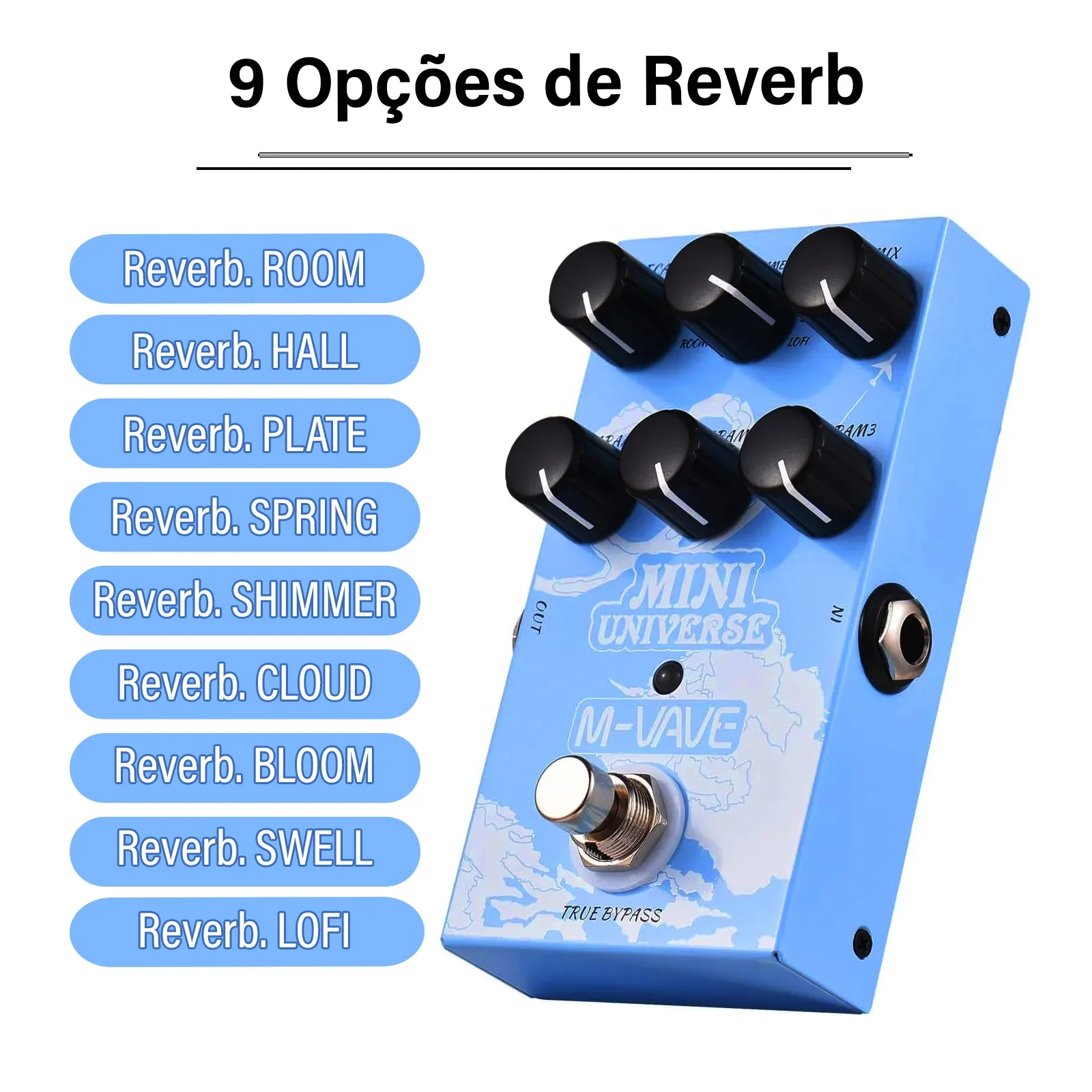 

M-VAVE Mini Universe Electric Guitar Reverb Effect Pedal True Bypass Design Metal Shell Case 9 Reverb Tones Stringed Accessories