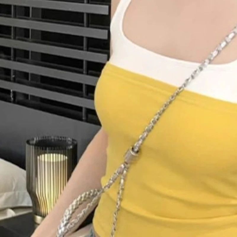 

Горячая мода для девочек контрастного цвета, тонкая майка без рукавов с U-образным вырезом и накладкой на грудь