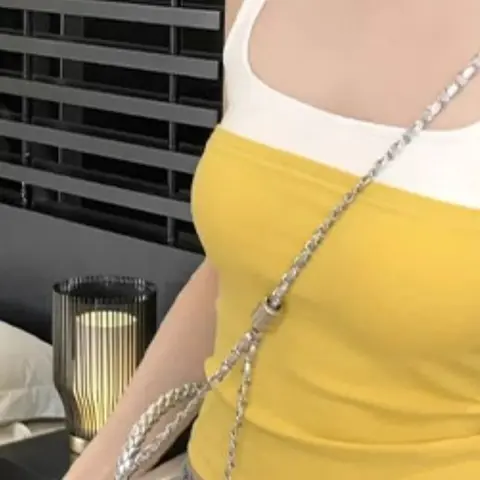 핫걸 패션 배색 U넥 민소매 슬림 캐미솔 (가슴 패드 포함)