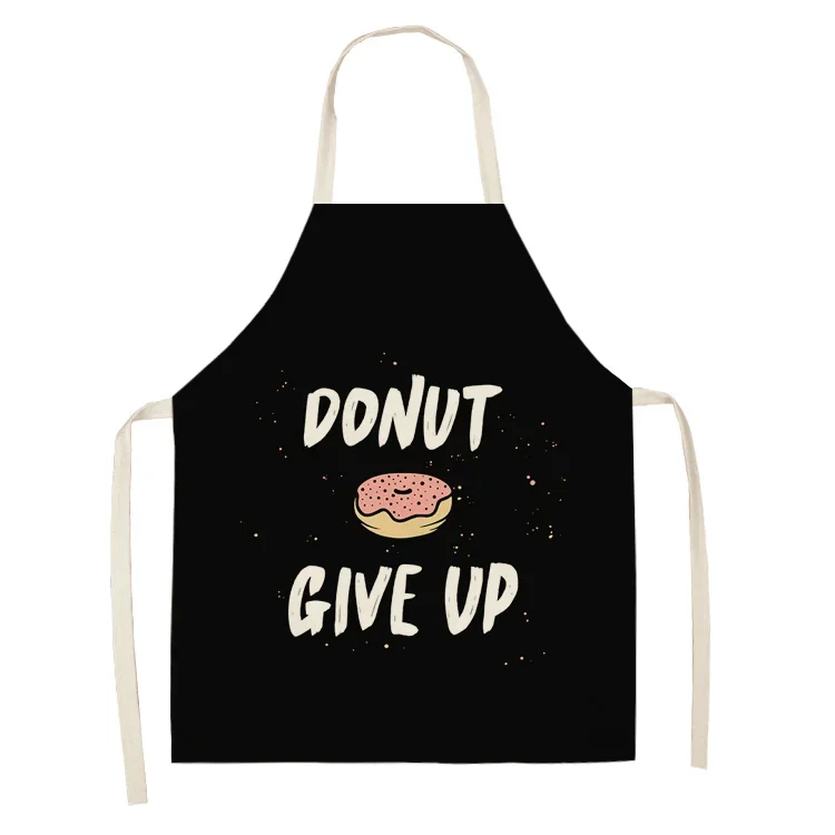 Cake Letters Women\'s  Kitchen Cotton Linen Apron Black Bib Household CleaningCooking