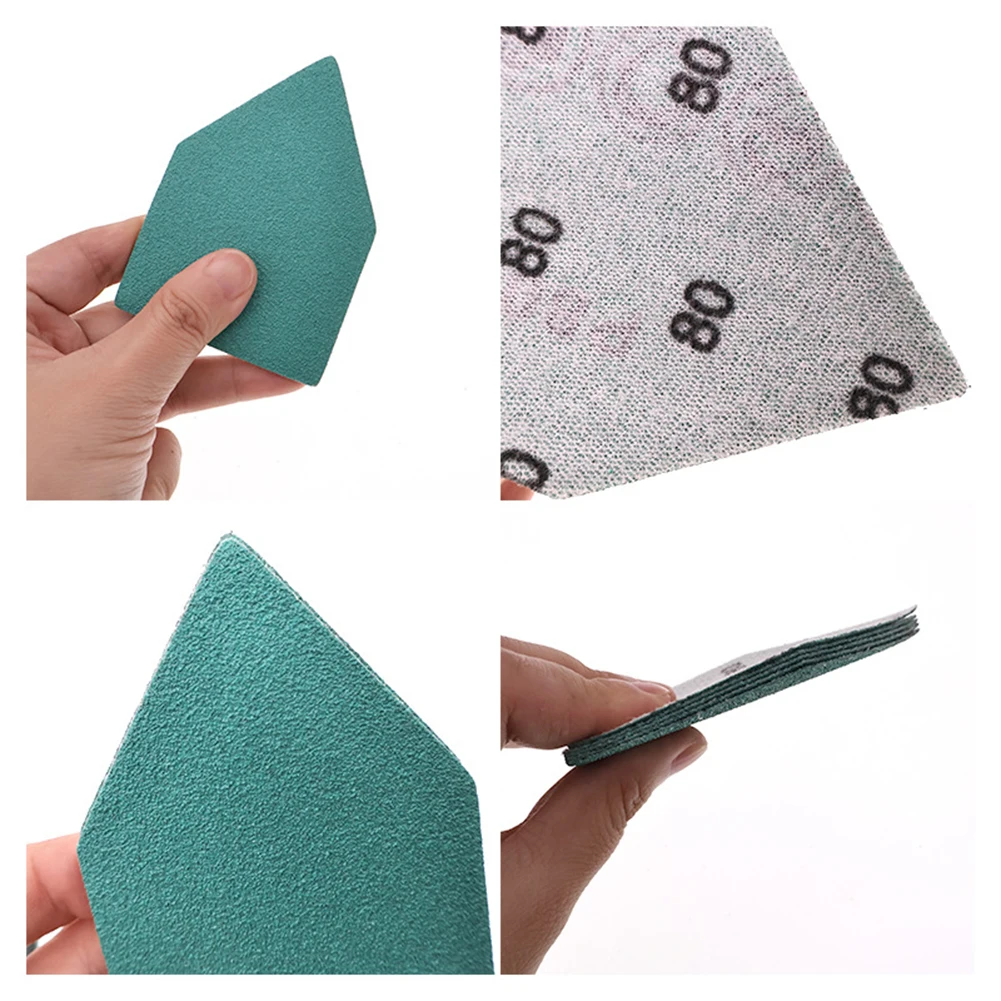 80Pcs 60-240 Grit Aluminum Oxide Sandpaper Sheets 65x92mm Triangle Detail Sander Pads For Wood Metal Plastic Polishing Tool