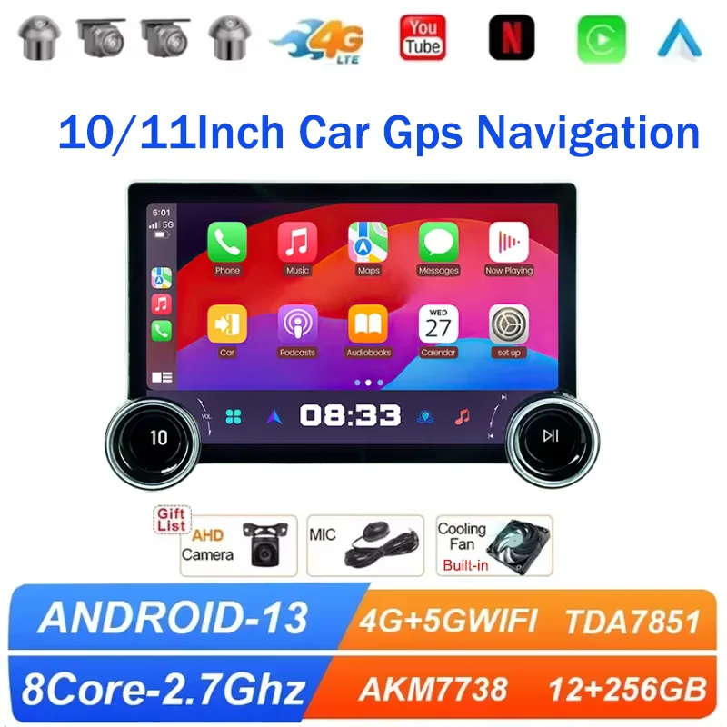 7870 Big 2 knob Android 13 Auto Carplay Car Radio Multimedia Audio WIFI 4G GPS Qled Car Stereo For Ford Toyota Kia VW Chevrolet