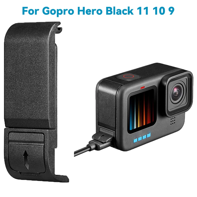 Replacement Rechargeable Side Cover Battery Door Cover for Gopro Hero Black 12 11 10 9 Removable Action Camera Accessories