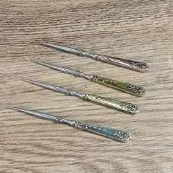 Vintage Leather Punch Hole Awl Tool Retro Round Hole Bronze Silver Awl 12cm Hand Stitch Tool for DIY Embroidery Sewing Craft