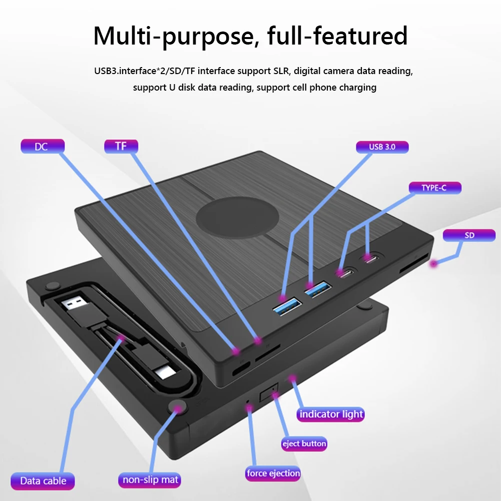 Imagem -05 - Externo cd e Dvd rw Burner em Usb 3.0 tipo c Unidades de Unidade Óptica Player para Laptop pc