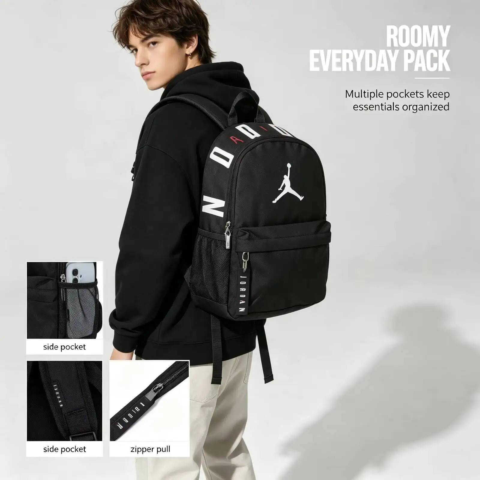 New Nike Compact Backpack, Outdoor Sports Leisure Bag, Bag For Primary And Secondary School Students, Backpack JD2213008TD-001