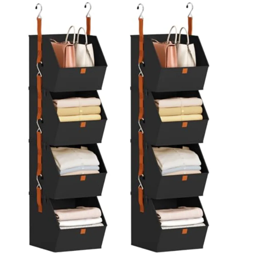 

Hanging Closet Organizer Tier - Clothes Hanging, Space-Saving Closet System, Fabric Storage Bins Bedroom Organization, Collapsi