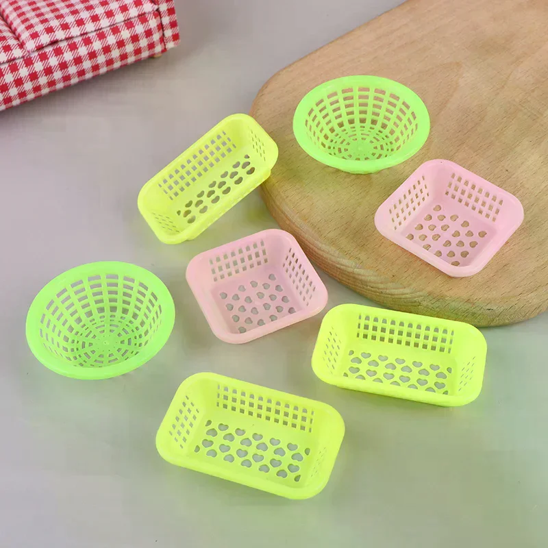 10Pcs 1:12 Dollhouse Miniature Storage Basket Washing Vegetables Fruit Food Baskets Kitchen Decor Toy Doll House Accessories