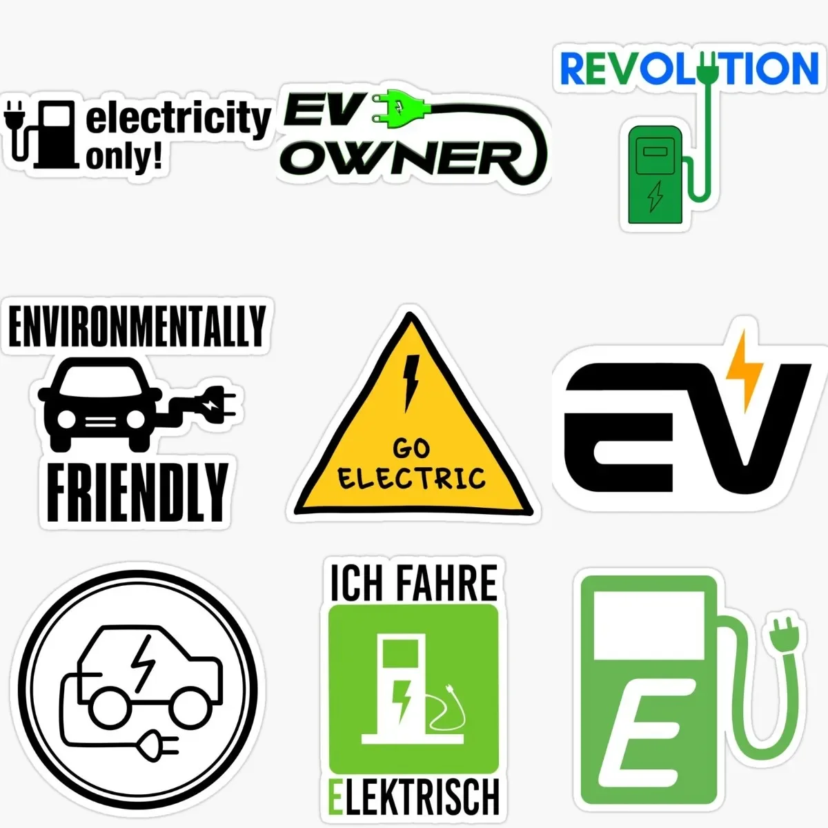 

Zero Emissions Electric Vehicle EV Owner Logo Creative PVC Stickers Accessories for Decorate Car Van Truck Bicycle Off-road Wall