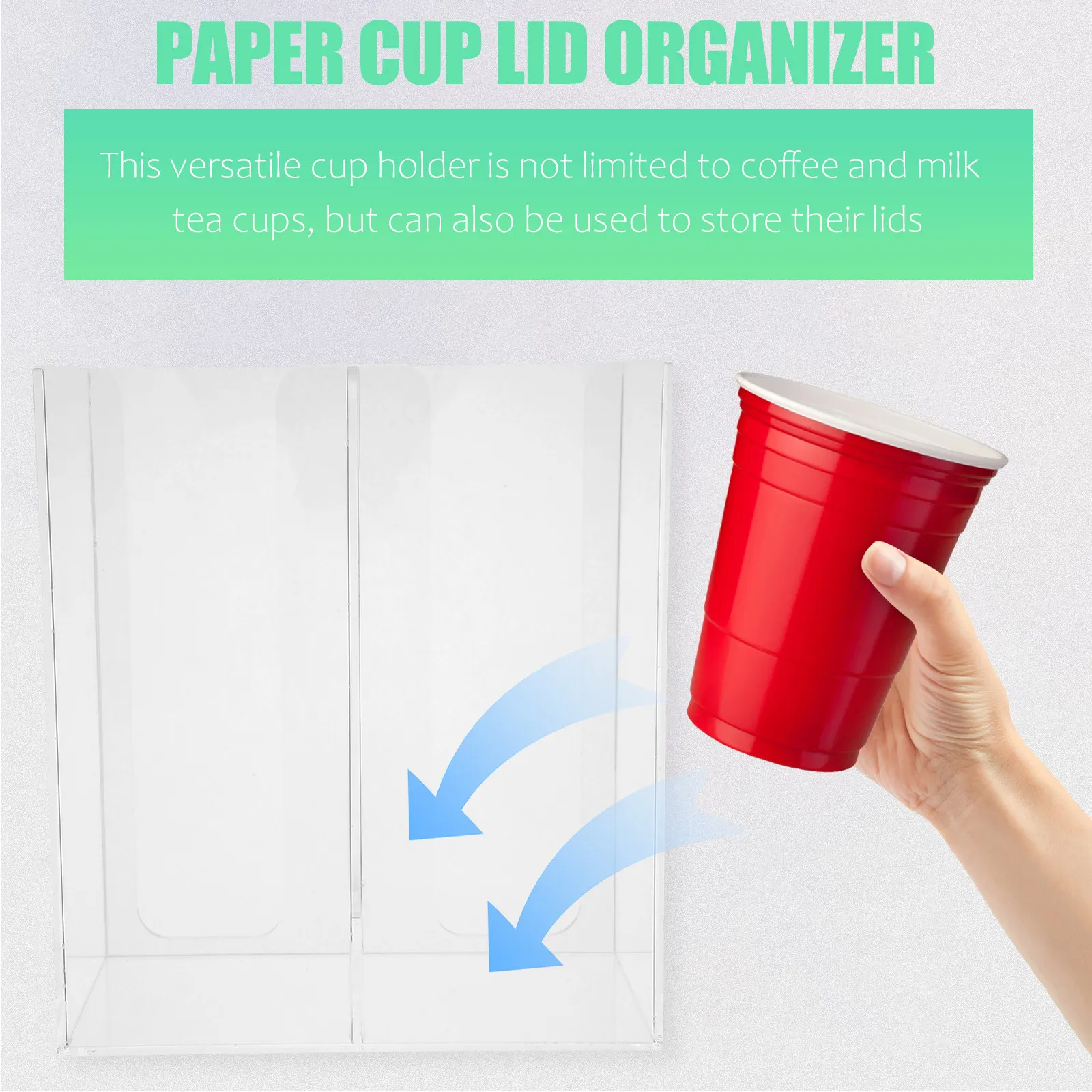 

Transparent Acrylic Paper Cup Holder Dispenser Organizer for Coffee Milk Tea Shops Desktop Paper Cup Stand Lid Storage