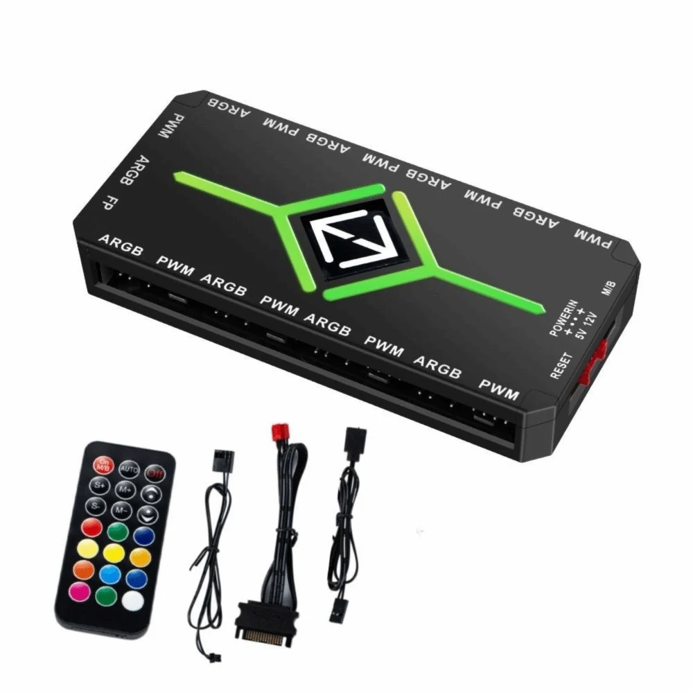 Adapter Magnetic PWM Fan Hub 5V 3 Pin 1To9 Port PC Cooling Fan Hub SATA Power Supply ARGB Controller Fan Splitter Gaming PC