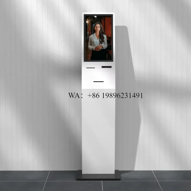 Freestanding 21.5 Inch Android Aio Capacitive Touch Screen Queue Kiosk POS Barcode Scanner Ticket Printer Options Stainless