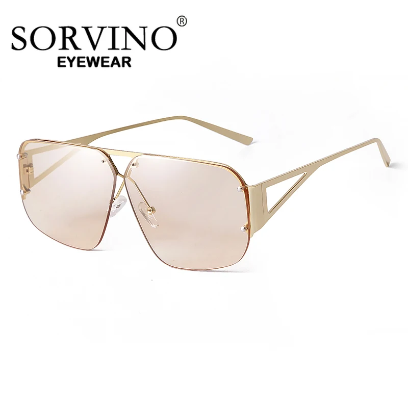 

SORVINO Retro Square Rimless Sunglasses Women’s UV400 Protection Vintage 90s Style Flat Top Designer Unisex Oversized Eyewear