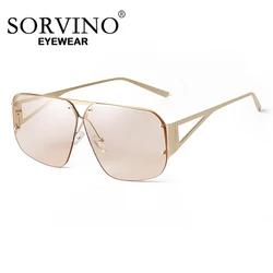 SORVINO Retro Square Rimless Sunglasses Women’s UV400 Protection Vintage 90s Style Flat Top Designer Unisex Oversized Eyewear