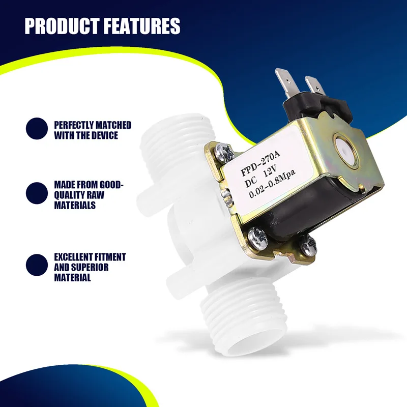 ABGR-Dc12v N/C válvula solenoide de agua normalmente cerrada válvula solenoide eléctrica de plástico G1/2 pulgadas para dispensador de agua