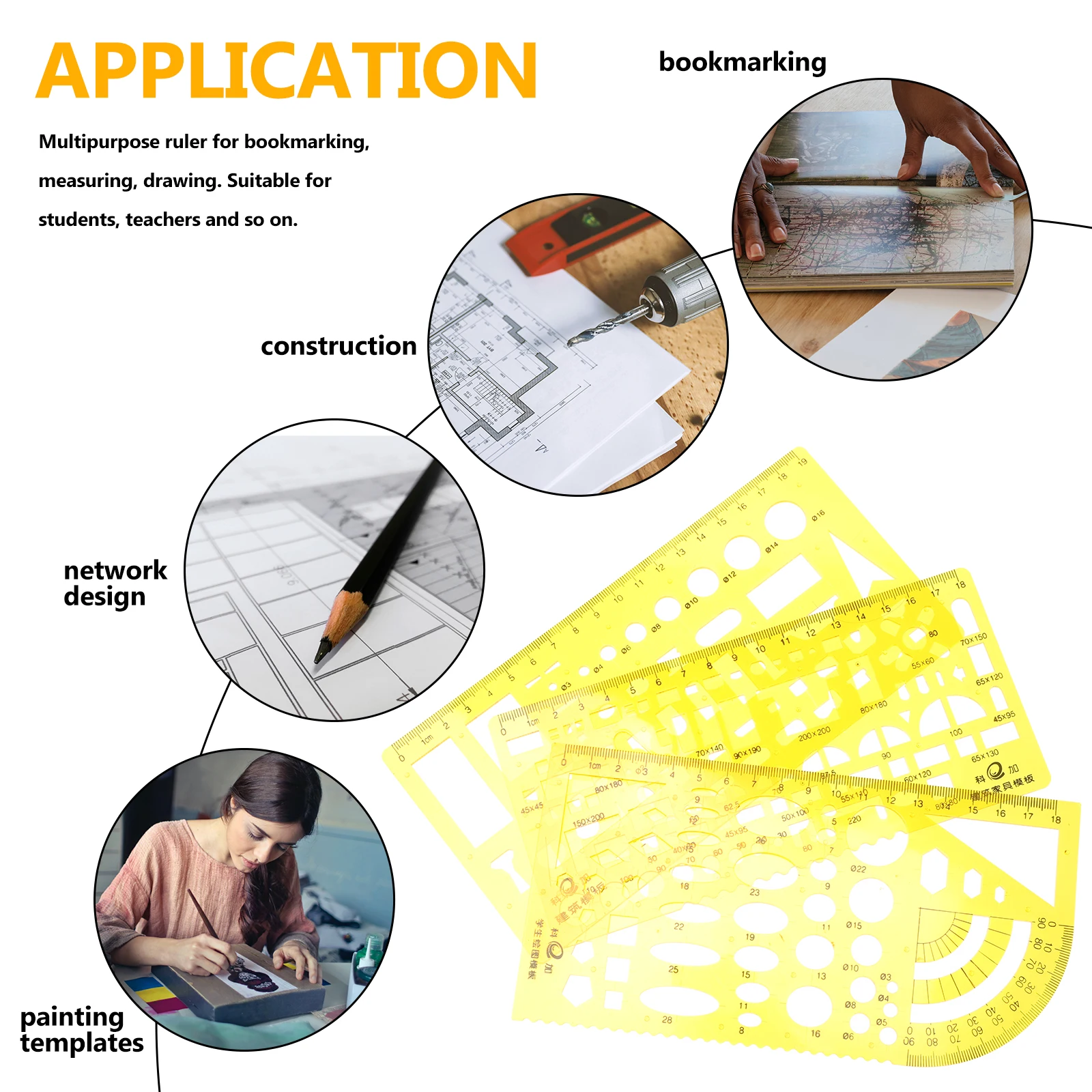 

1 set Plastic Template Ruler Geometry Stencils Drawing Tools Assorted Shapes Circle Templates Art Design Drafting Architecture