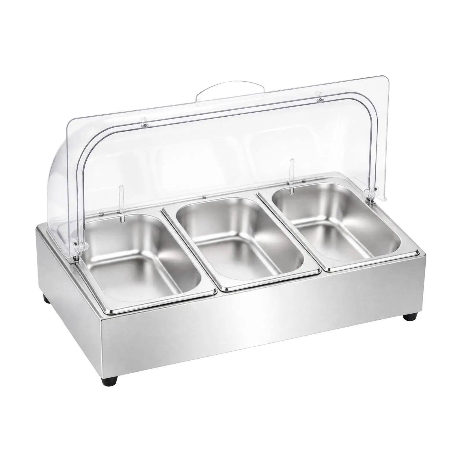 Three-Compartment Buffet Tray with Hinged Cover Covered for Snack Stations, Dessert Presentation