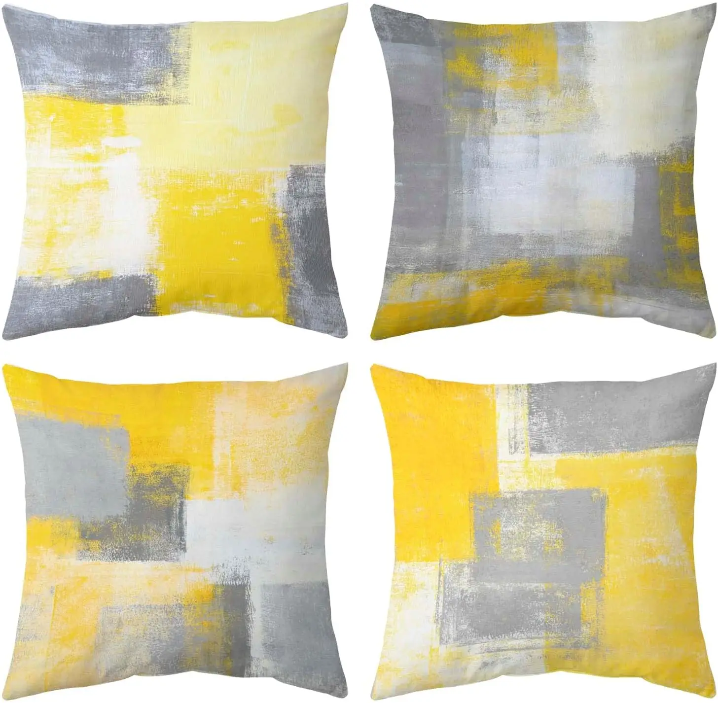 Abstract Pillowcase Gray Yellow Decorative Pillowcase Modern Sofa Bedroom Living Room Mouth Home Decoration Square Cushion Cover