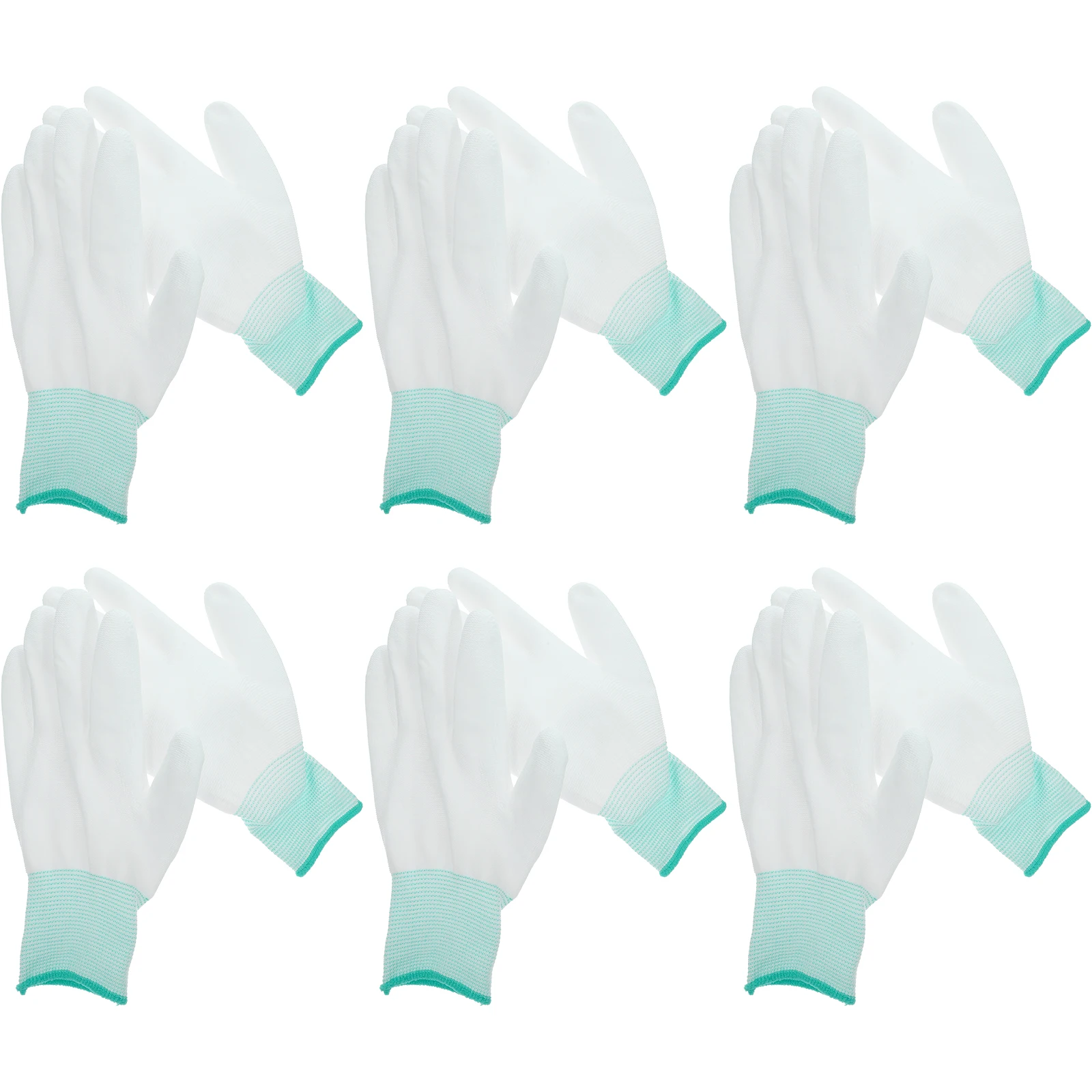 

12PCS Anti-static Nylon Gloves Polyester PU Coated Work Mechanic Electric Sewing Gloves Thin Sturdy Protection