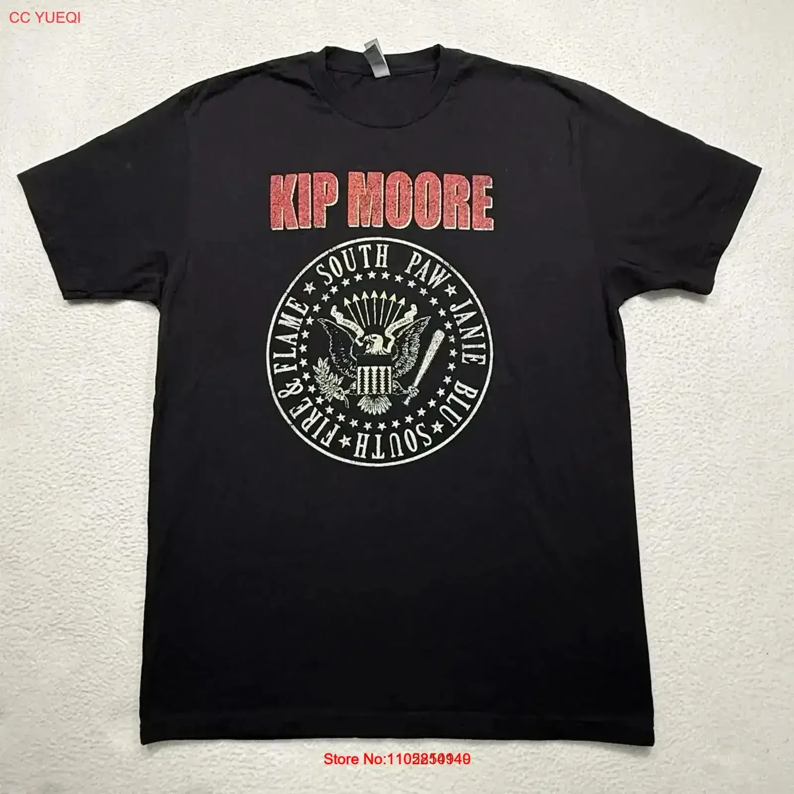 Kip Moore Logo Concert Tour T Shirt Black Vintage 90s Style EUC Sz L Washed streetwear Top For Everyday Wear Casual vintage