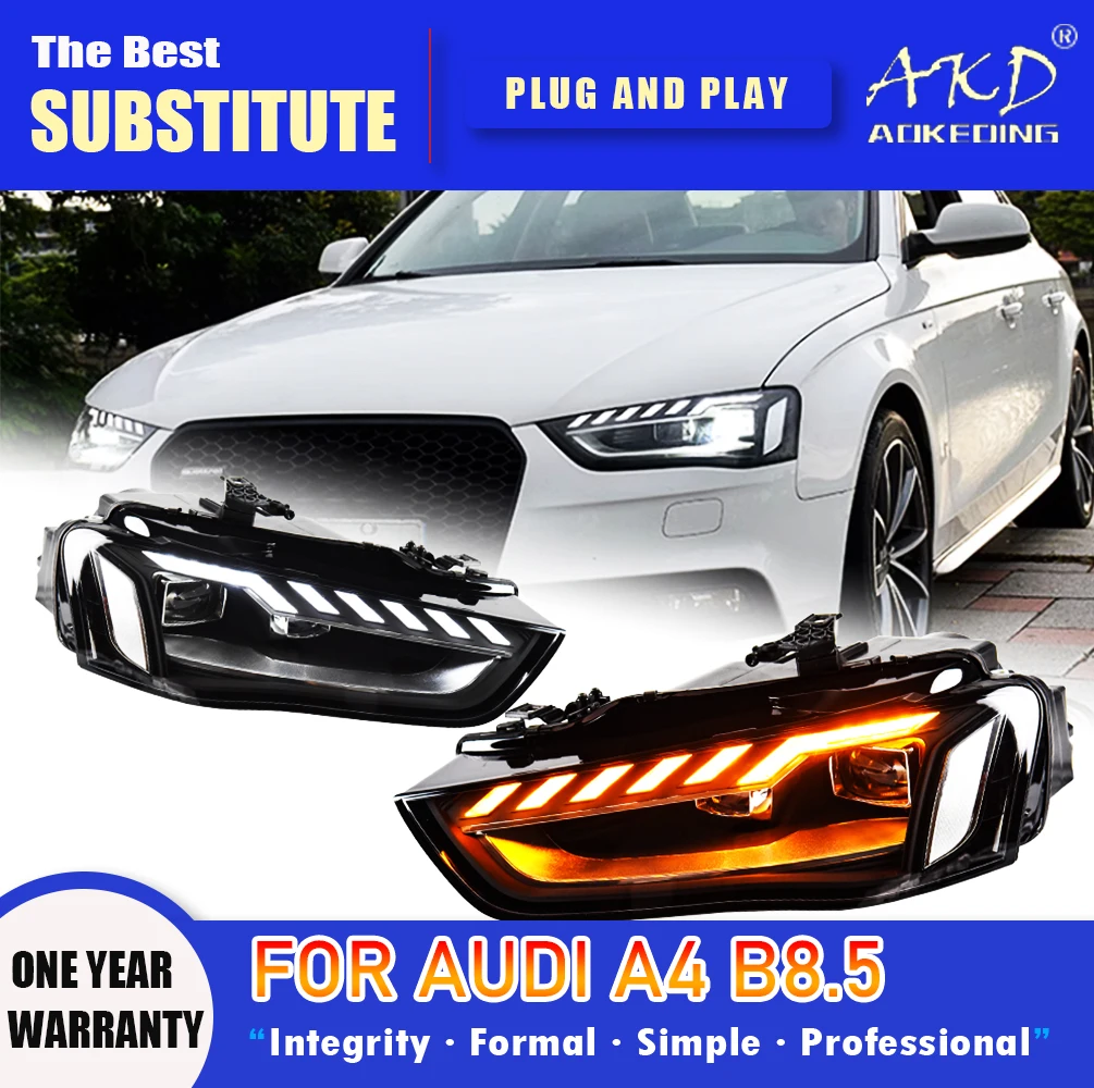 

AKD Head Lamp for AUDI A4 B8.5 LED Headlight 2013-2016 Headlights RS4 B8.5 DRL Turn Signal High Beam Angel Eye Projector Lens