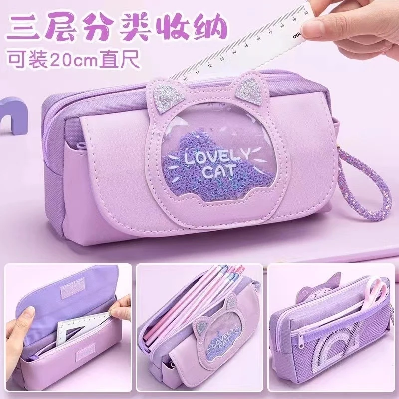 Pencil Case for Kids, Large Capacity Cute Pen Bag for Girls, Anti-dirty Easy-to-clean Stationery Organizer for Elementary School